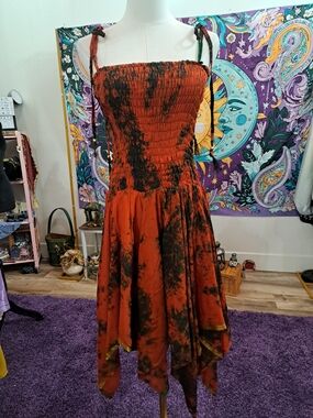 Harvest Flame Silk Fairy Dress • 100% Silk • Renaissance Faire Autumn Dress